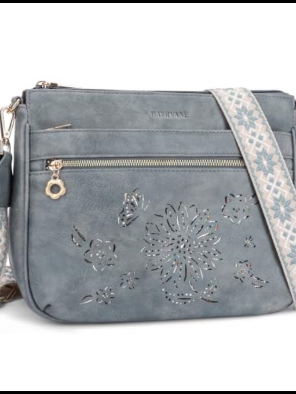 HAYRVANE Vegan Leather Crossbody Bag Multi-Pocket with Guitar Strap